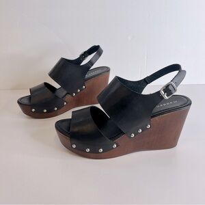 Madden Girl Wood-Grained Studded Wedge Sandal Heel